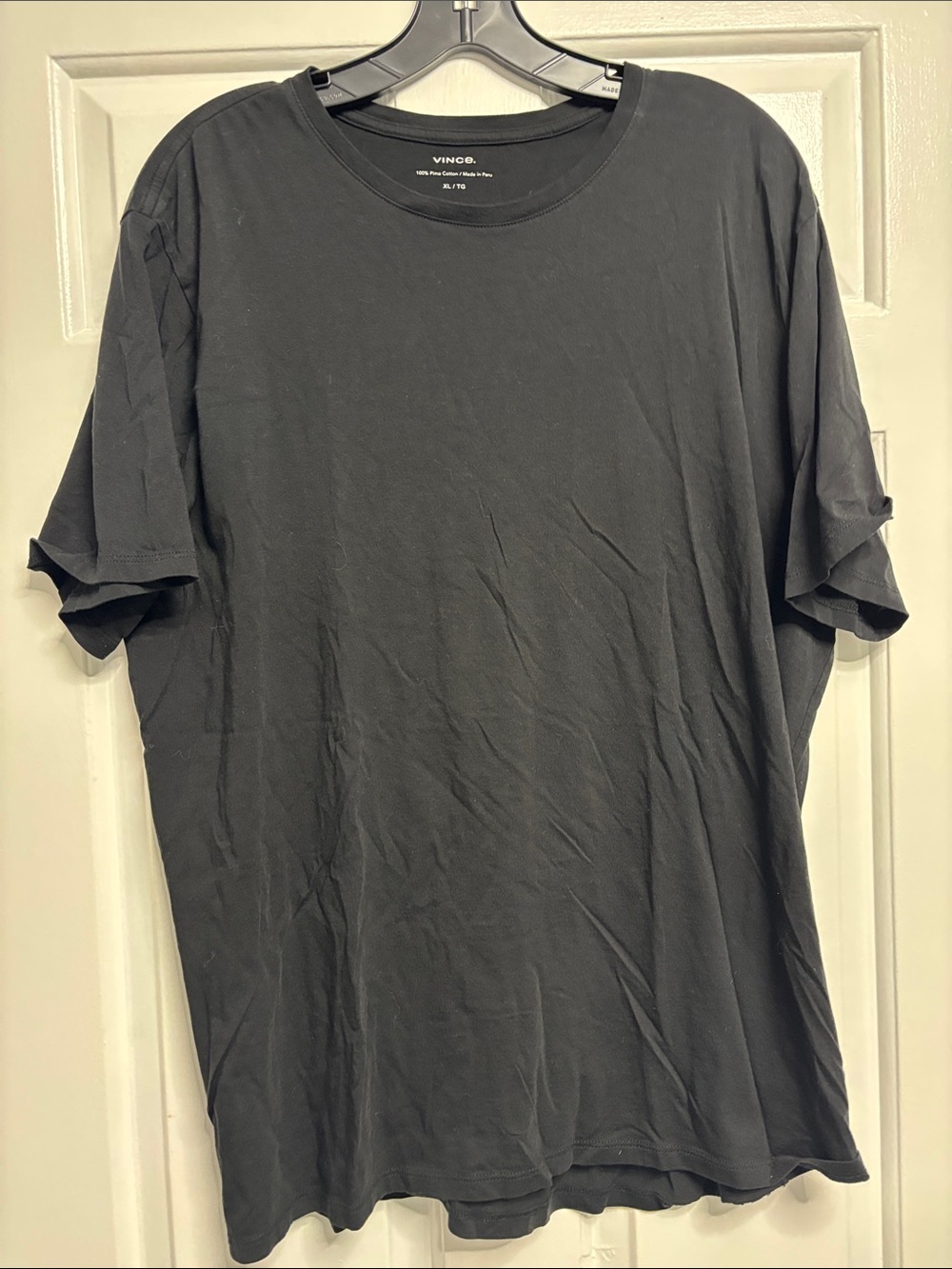 Vince Men’s Black 100% Pima Cotton Crew Neck T-Shirt – Size XL